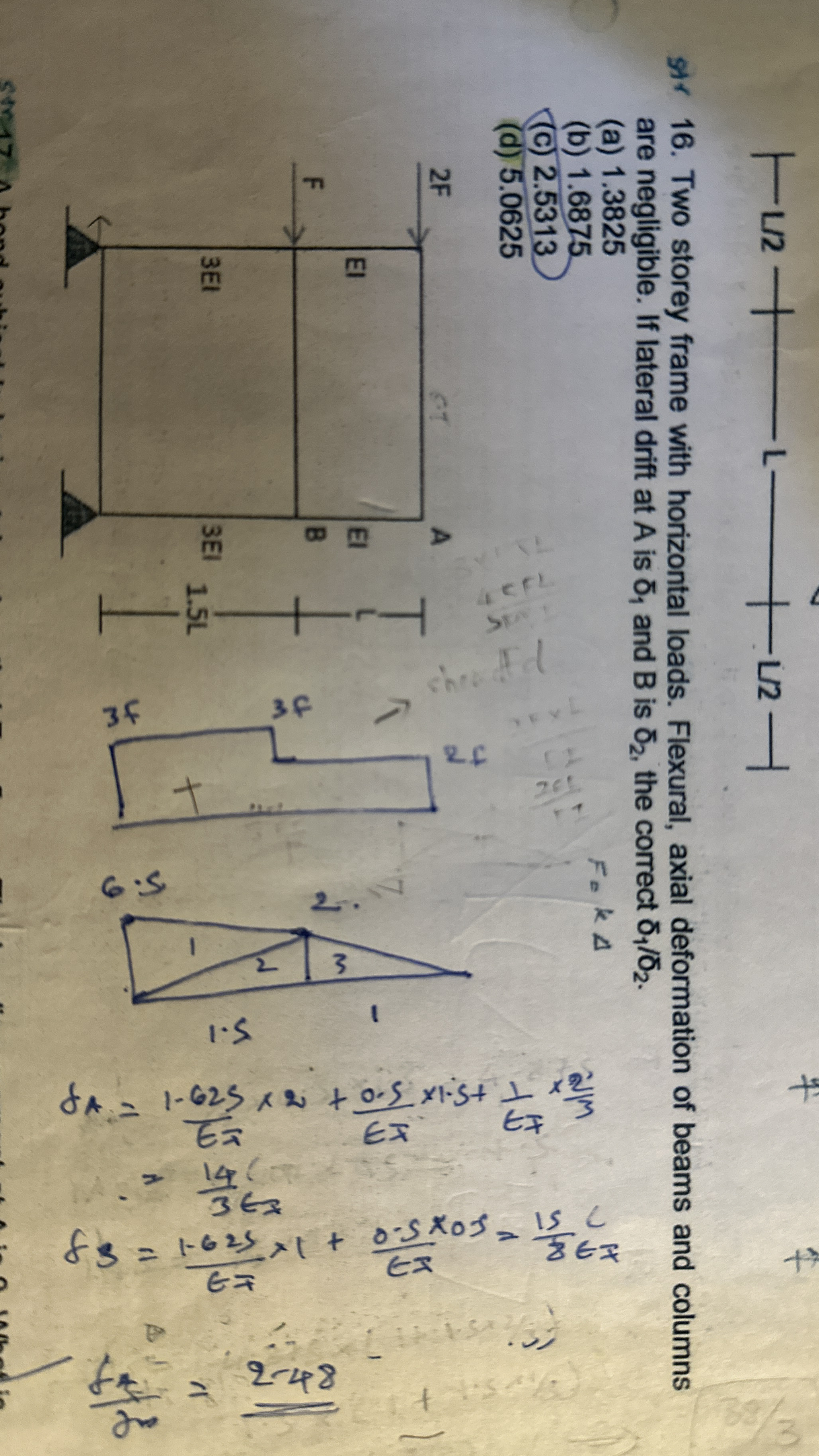 Ask expert Sit 1 6 . Two storey frame with