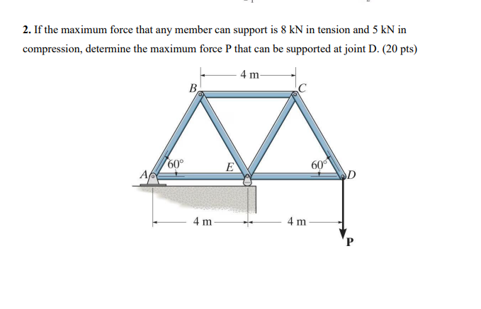 2 . If the maximum force that any member can