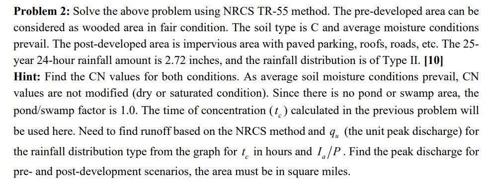 Problem 2 : Solve the above problem using NRCS TR