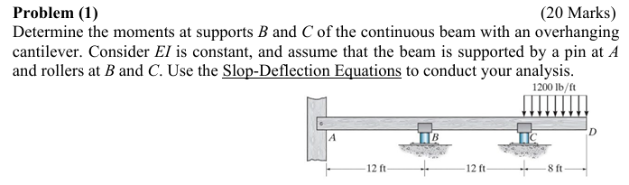 Problem ( 1 ) ( 2 0 Marks ) Determine the moments