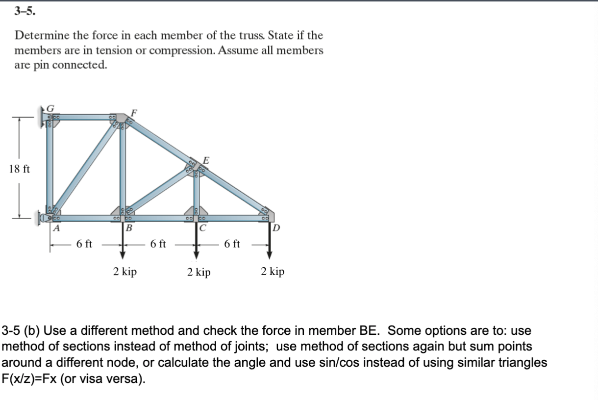 \ ( 3 - 5 \ ) . Determine the force in each