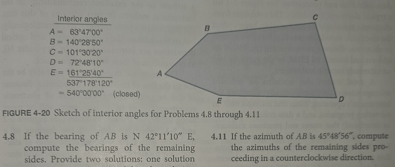 Interior angles A = 6 3 4 7 ' 0 0 ' ' B = 1 4 0 2