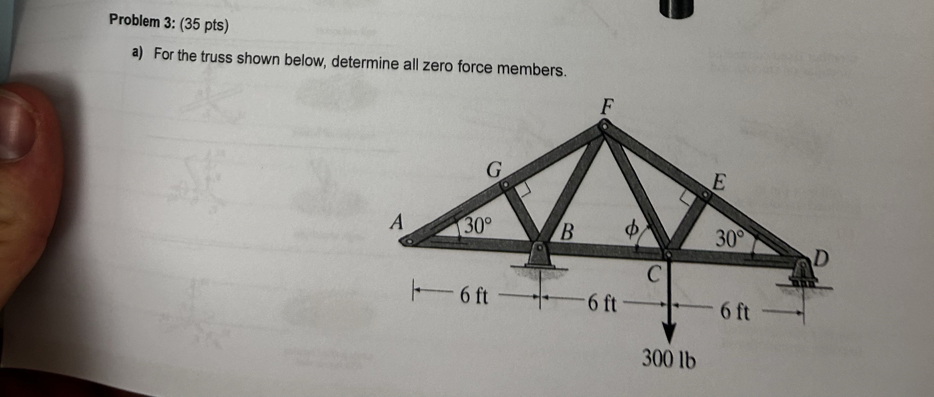 Problem 3 : ( 3 5 pts ) a ) For the truss shown