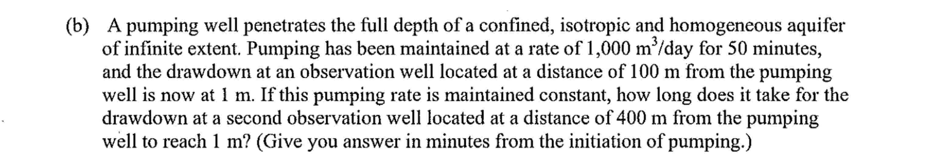 ( b ) A pumping well penetrates the full depth of