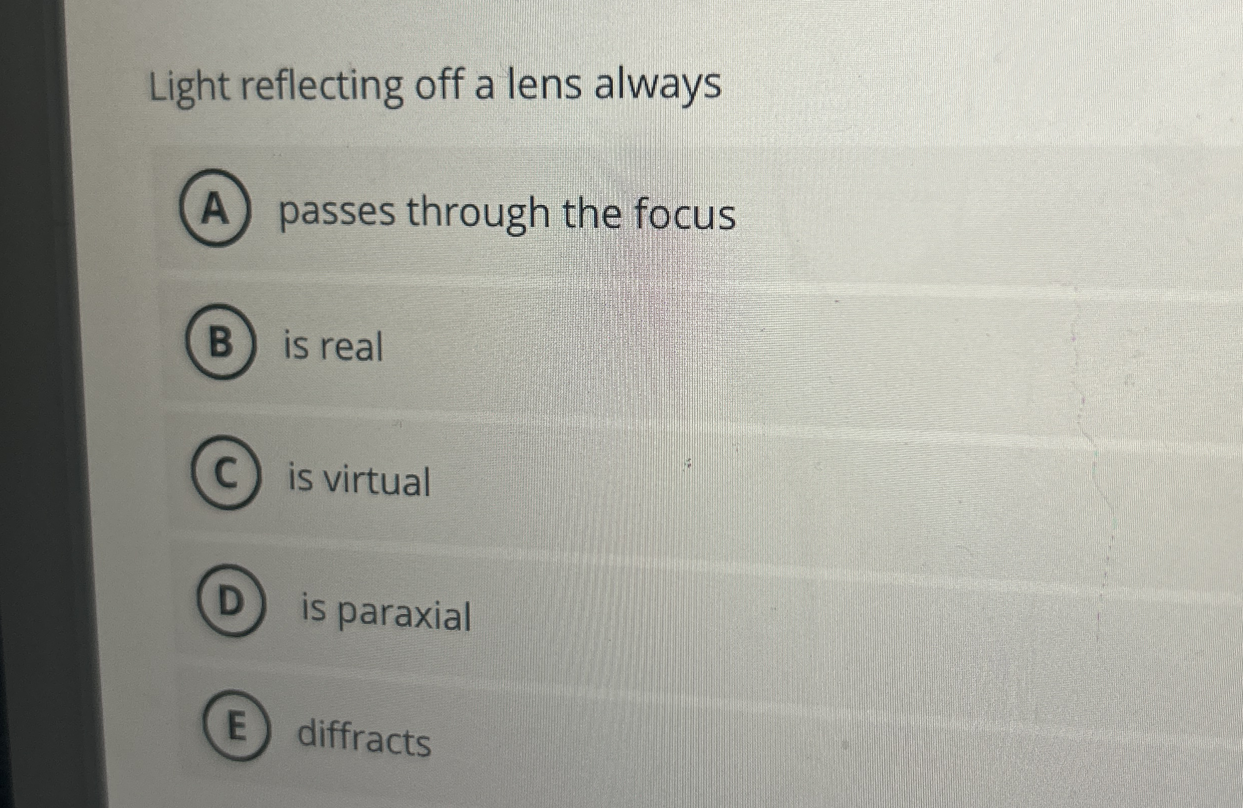 Light reflecting off a lens always passes through