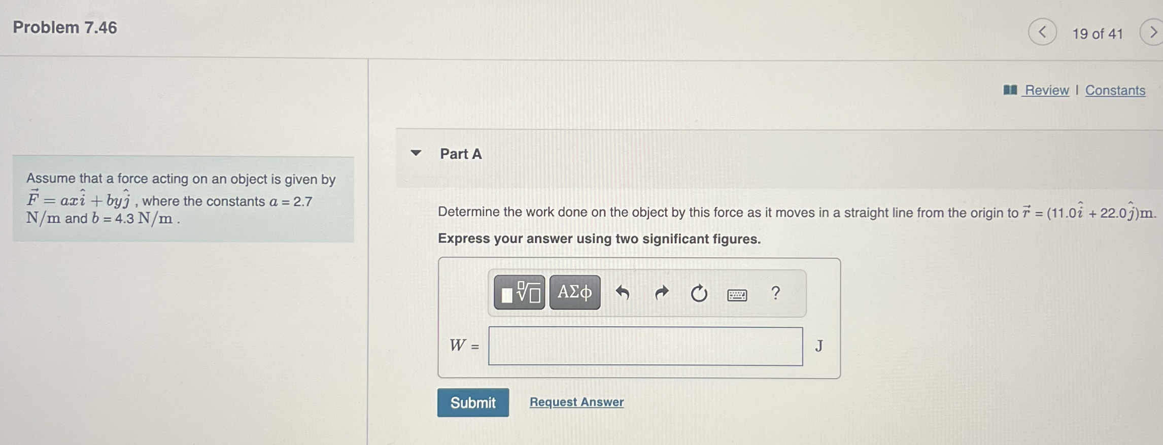 Problem 7 . 4 6 1 9 of 4 1 Review I Constants