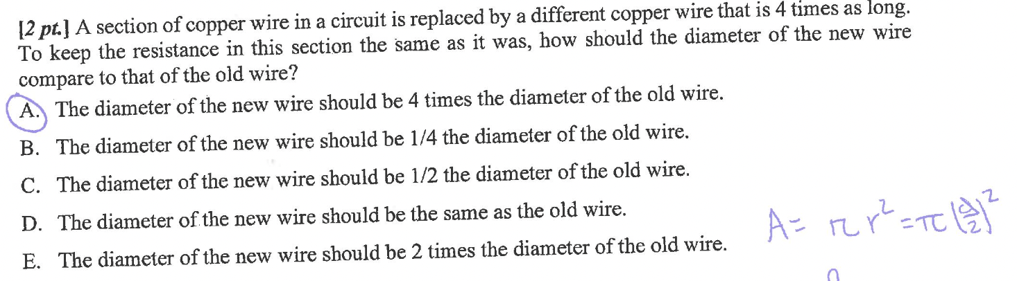[ 2 pt . ] A section of copper wire in a circuit