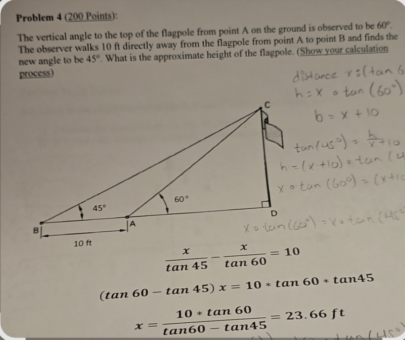 Problem 4 ( 2 0 0 Points ) : The vertical angle