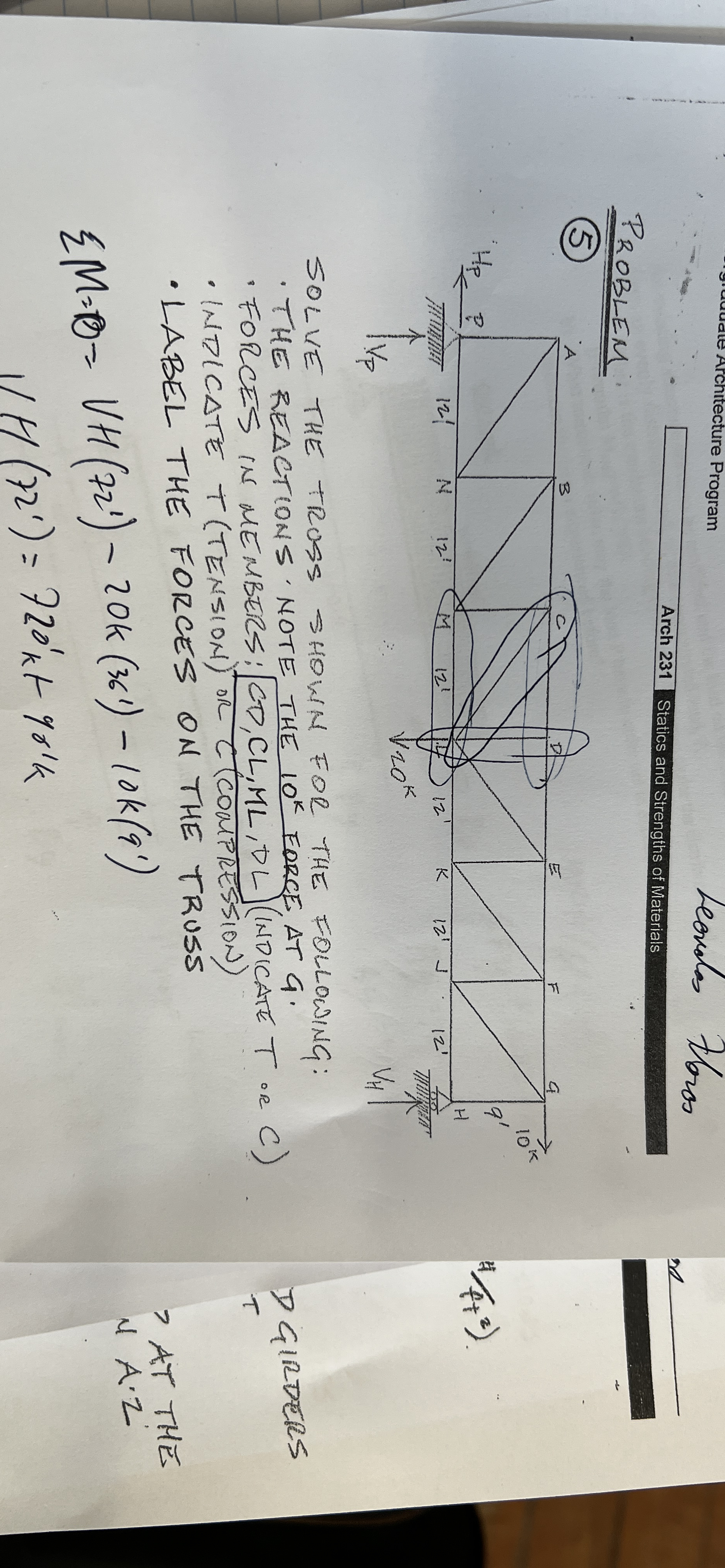 PROBLEM ( 5 ) SOLVE THE TROSS SHOWN FOR THE