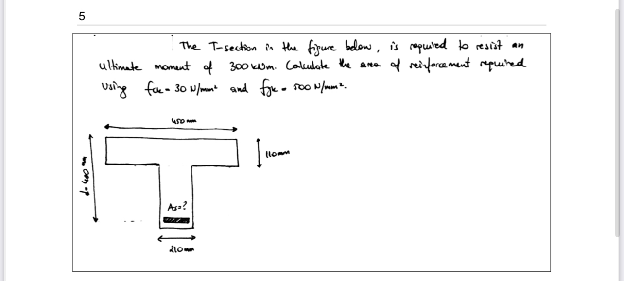 5 The T - section in the figure below, is repured