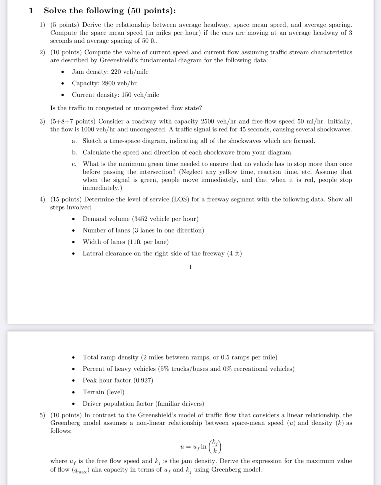 1 Solve the following ( 5 0 points ) : ( 5 points