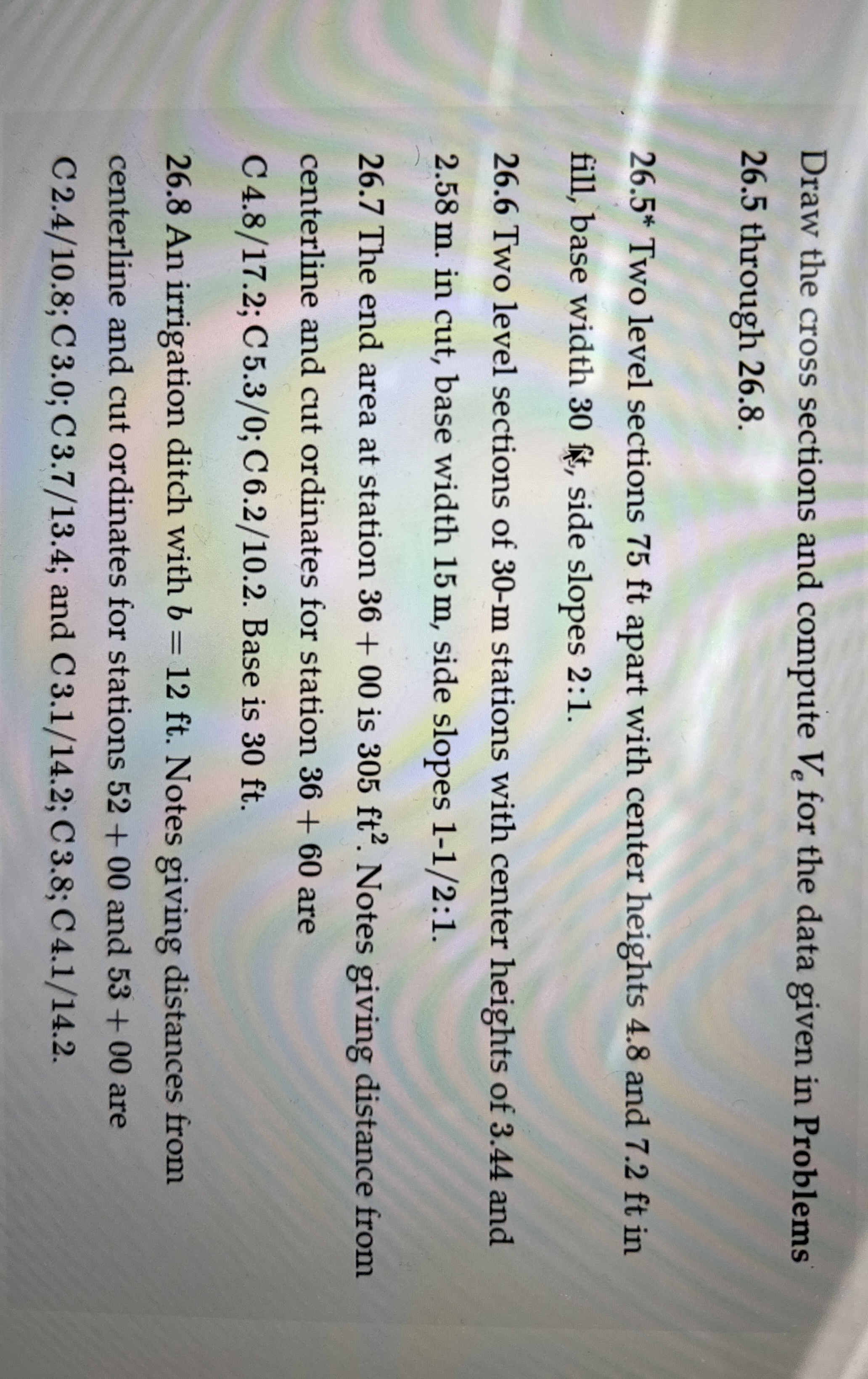 Draw the cross sections and compute V e for the