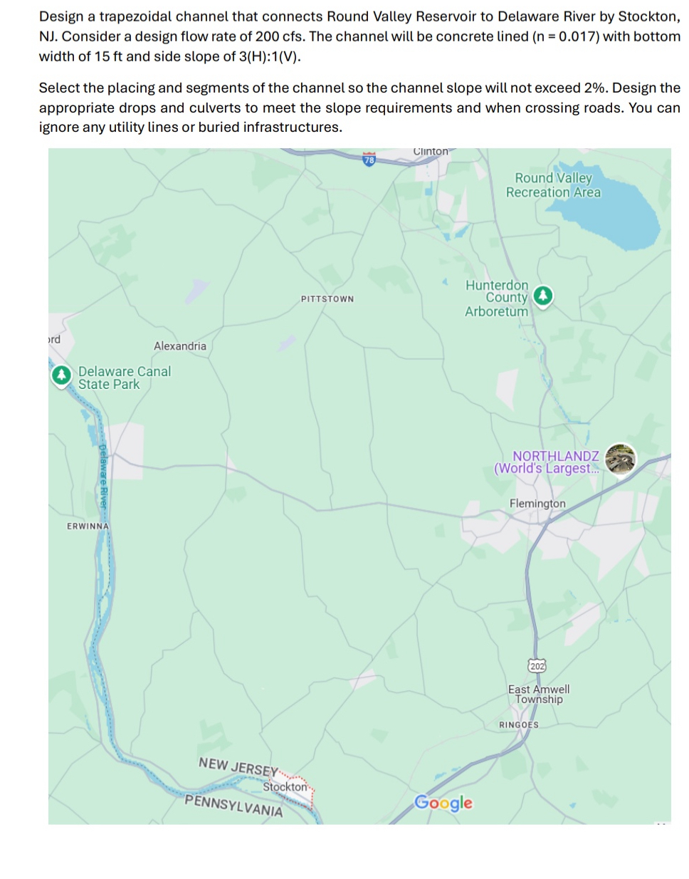 Design a trapezoidal channel that connects Round