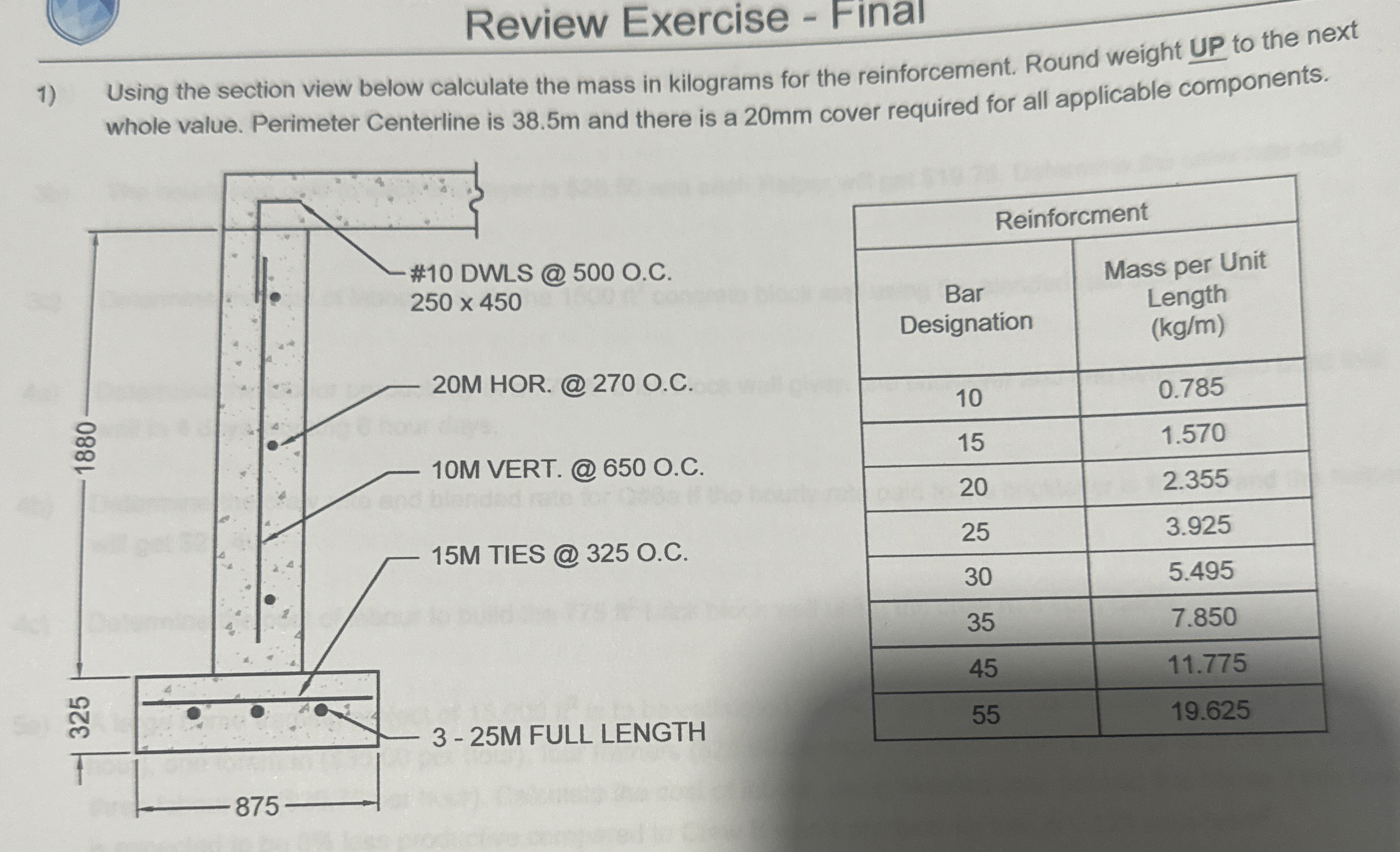 Review Exercise - Final Using the section view