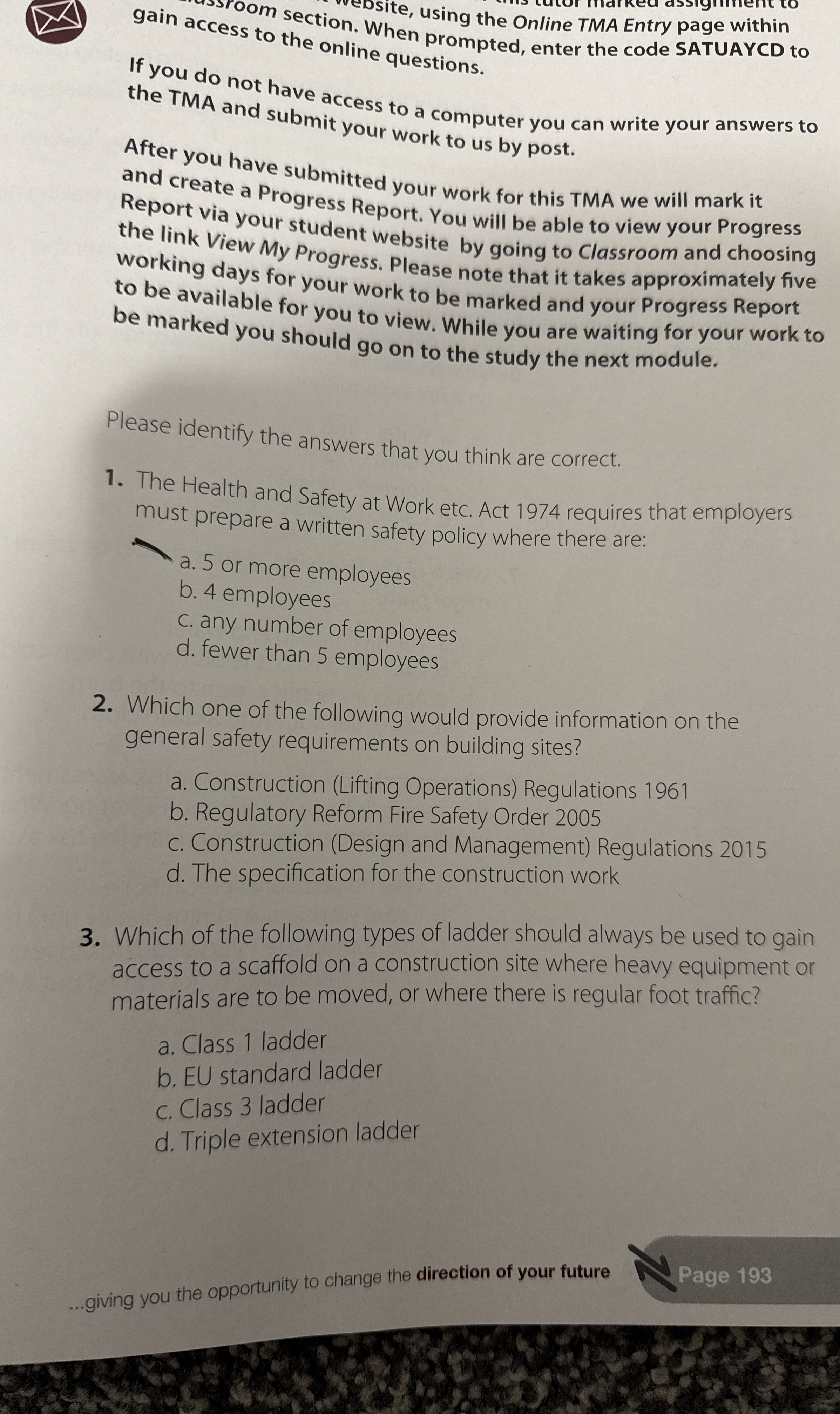 om section. Wite, using the Online TMA Entry page