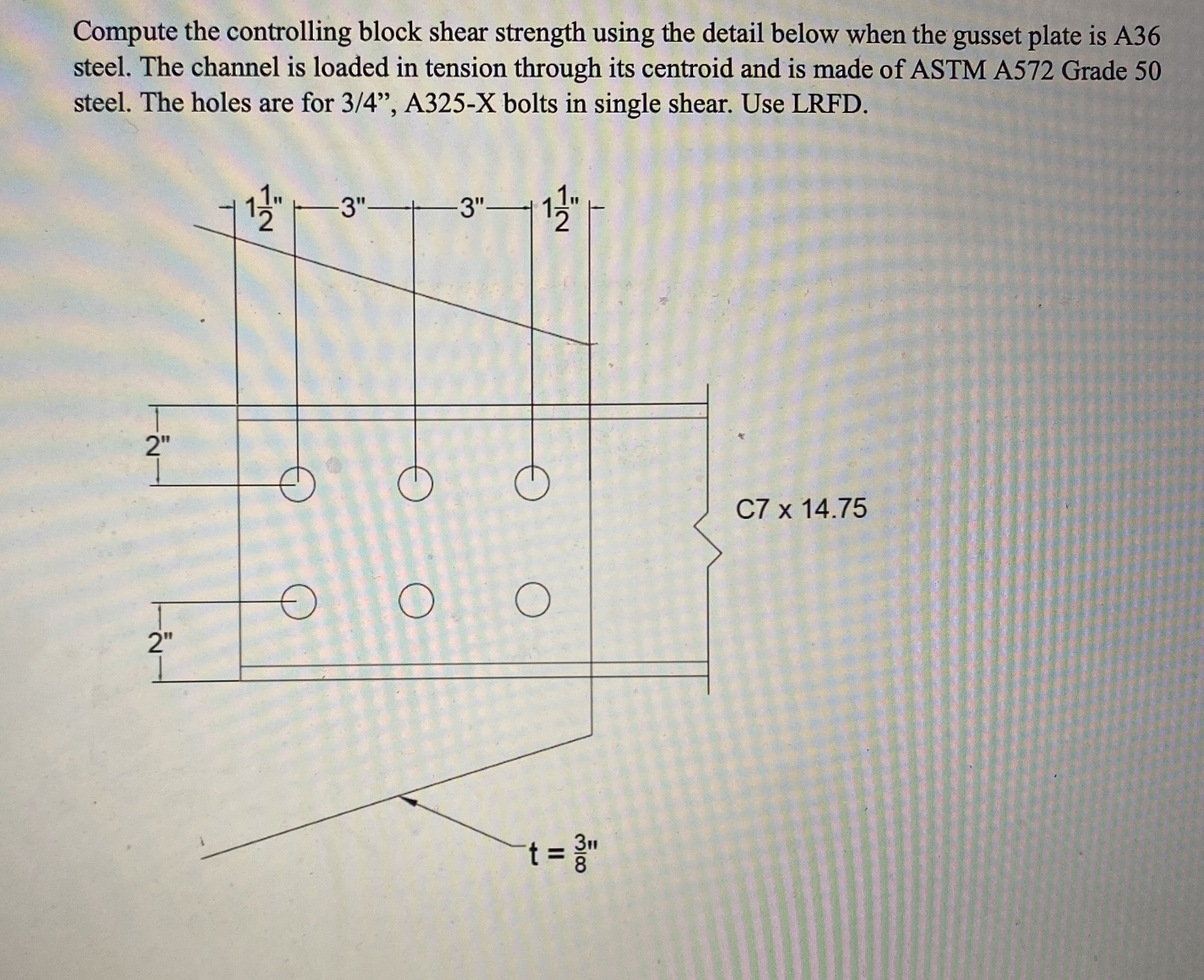 Compute the controlling block shear strength