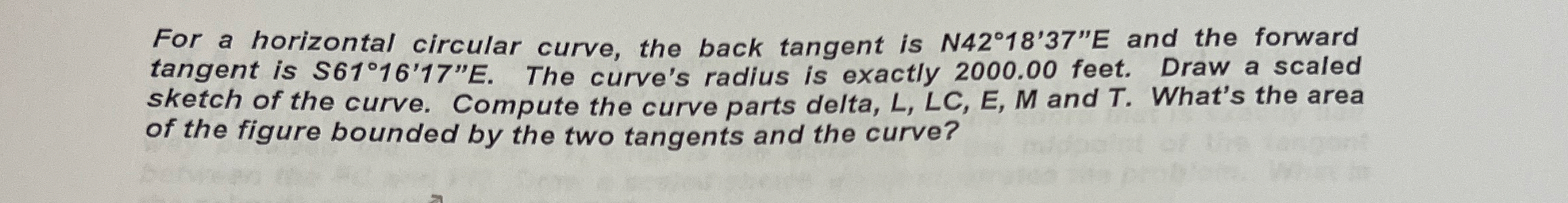 For a horizontal circular curve, the back tangent