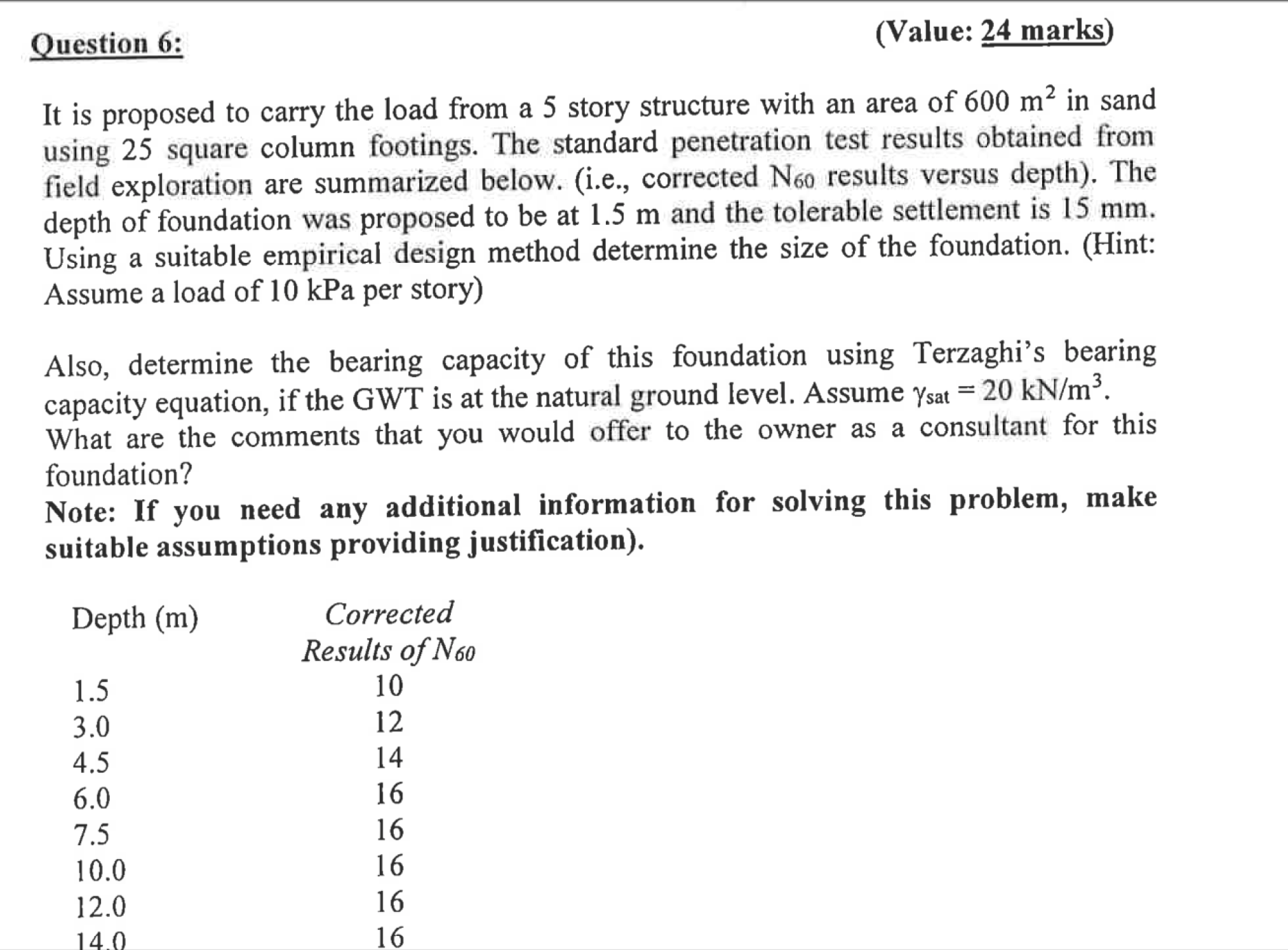 Question 6 : ( Value: \ ( \ mathbf { 2 4 } \ )