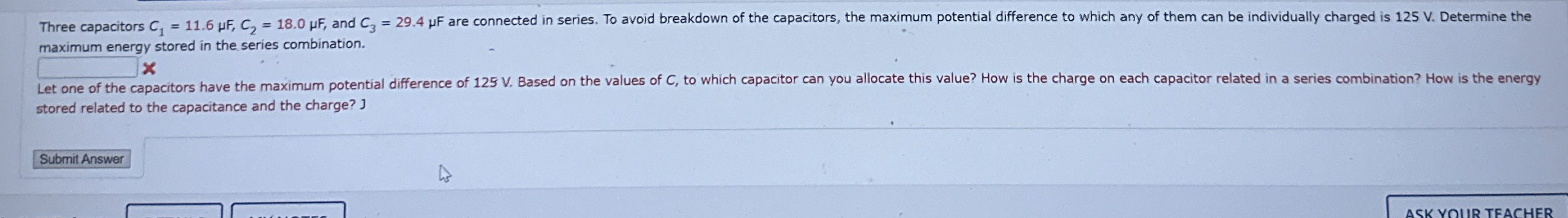 Three capacitors C 1 = 1 1 . 6 F , C 2 = 1 8 . 0