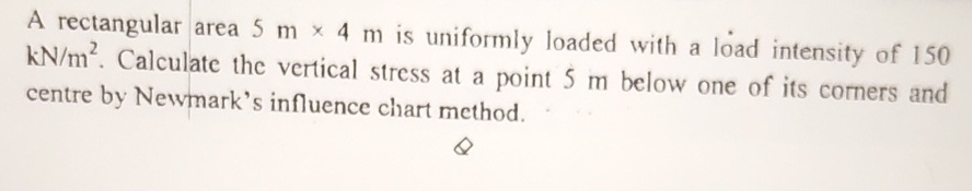 A rectangular area 5 m 4 m is uniformly loaded