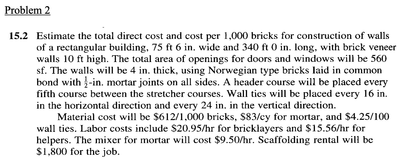 Problem 2 1 5 . 2 Estimate the total direct cost