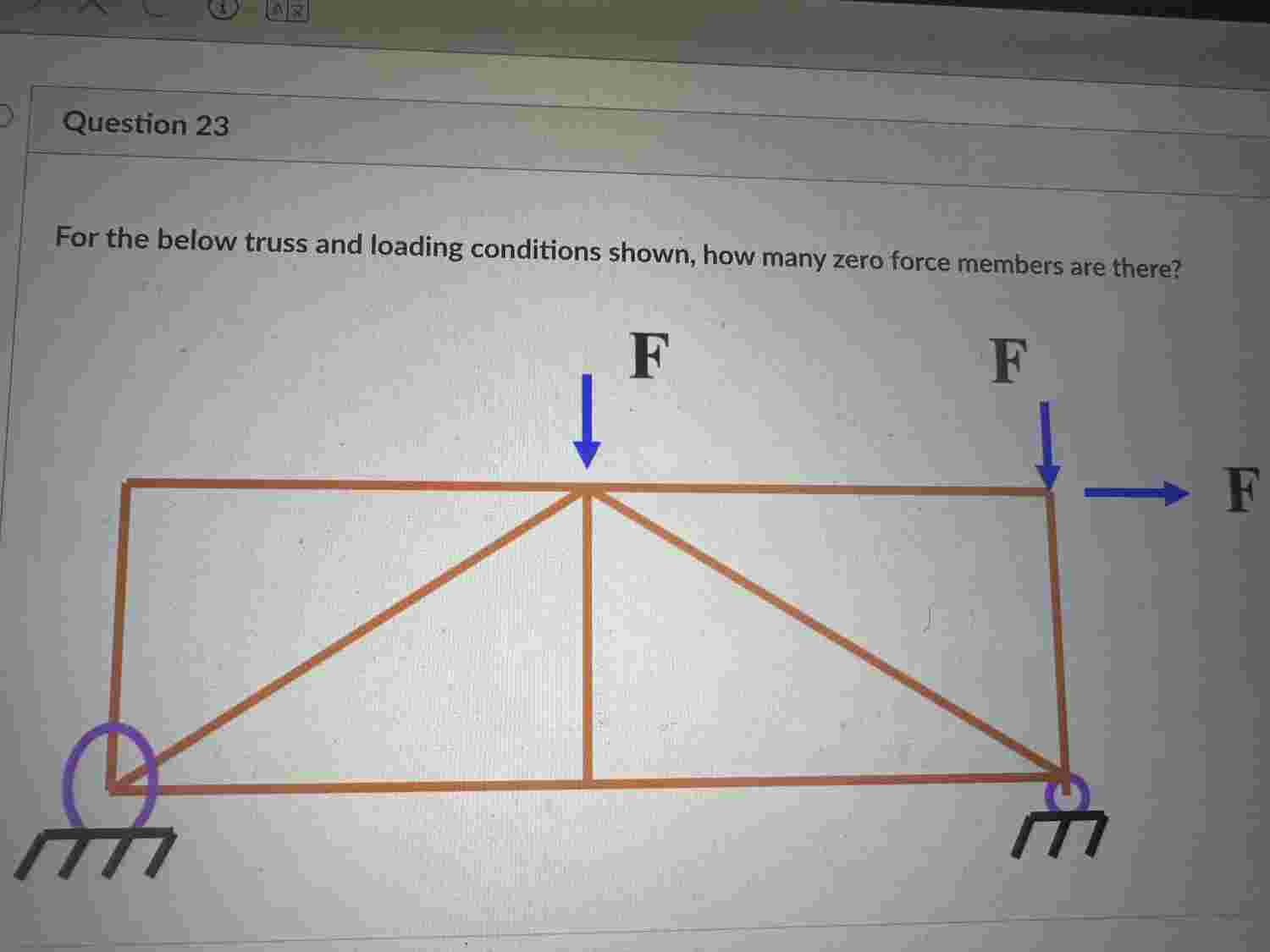 For the below truss and loading conditions shown,