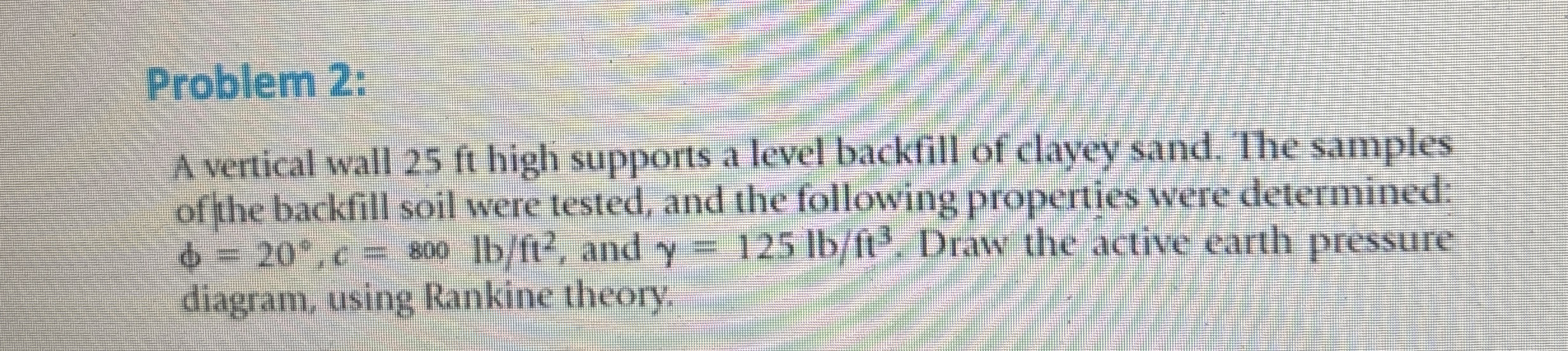 Problem 2 : A vertical wall 2 5 ft high supports