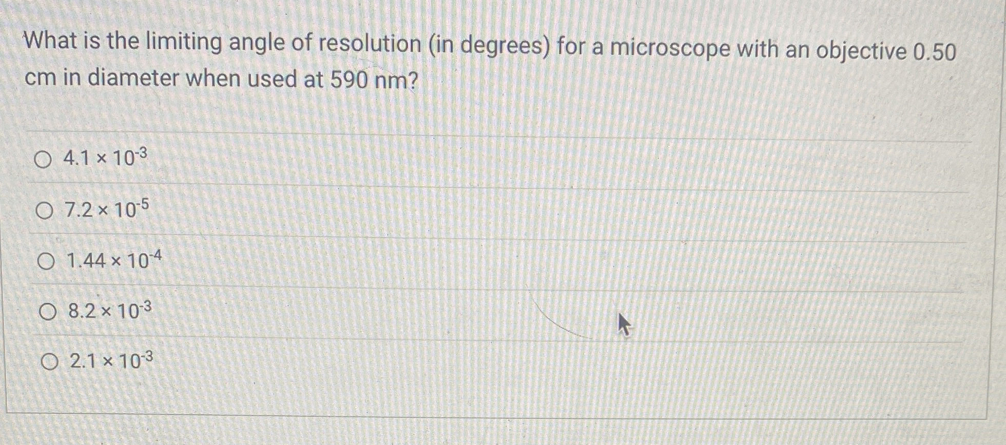 What is the limiting angle of resolution ( in