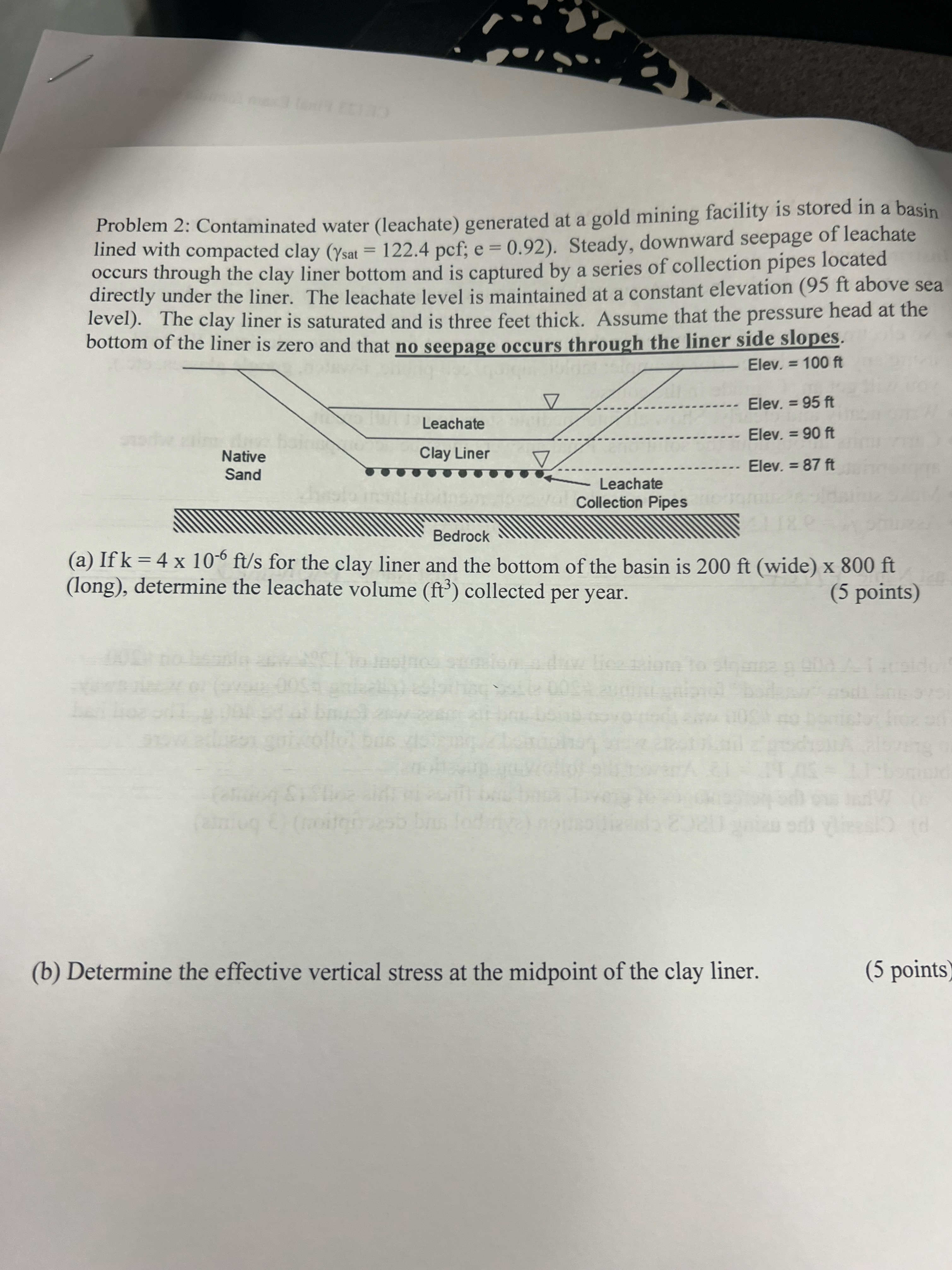 Problem 2 : Contaminated water ( leachate )