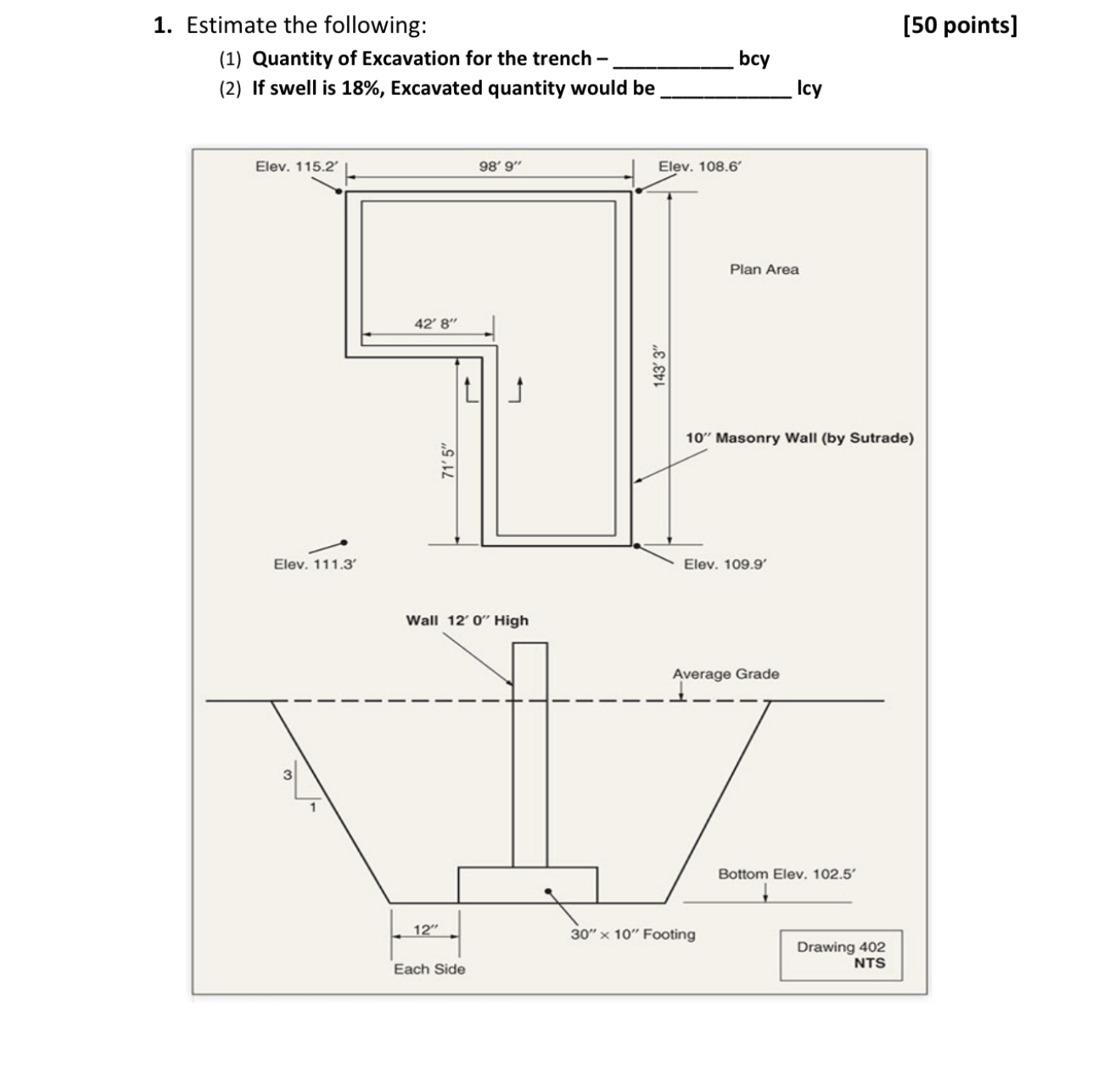 Estimate the following: [ 5 0 points ] ( 1 )