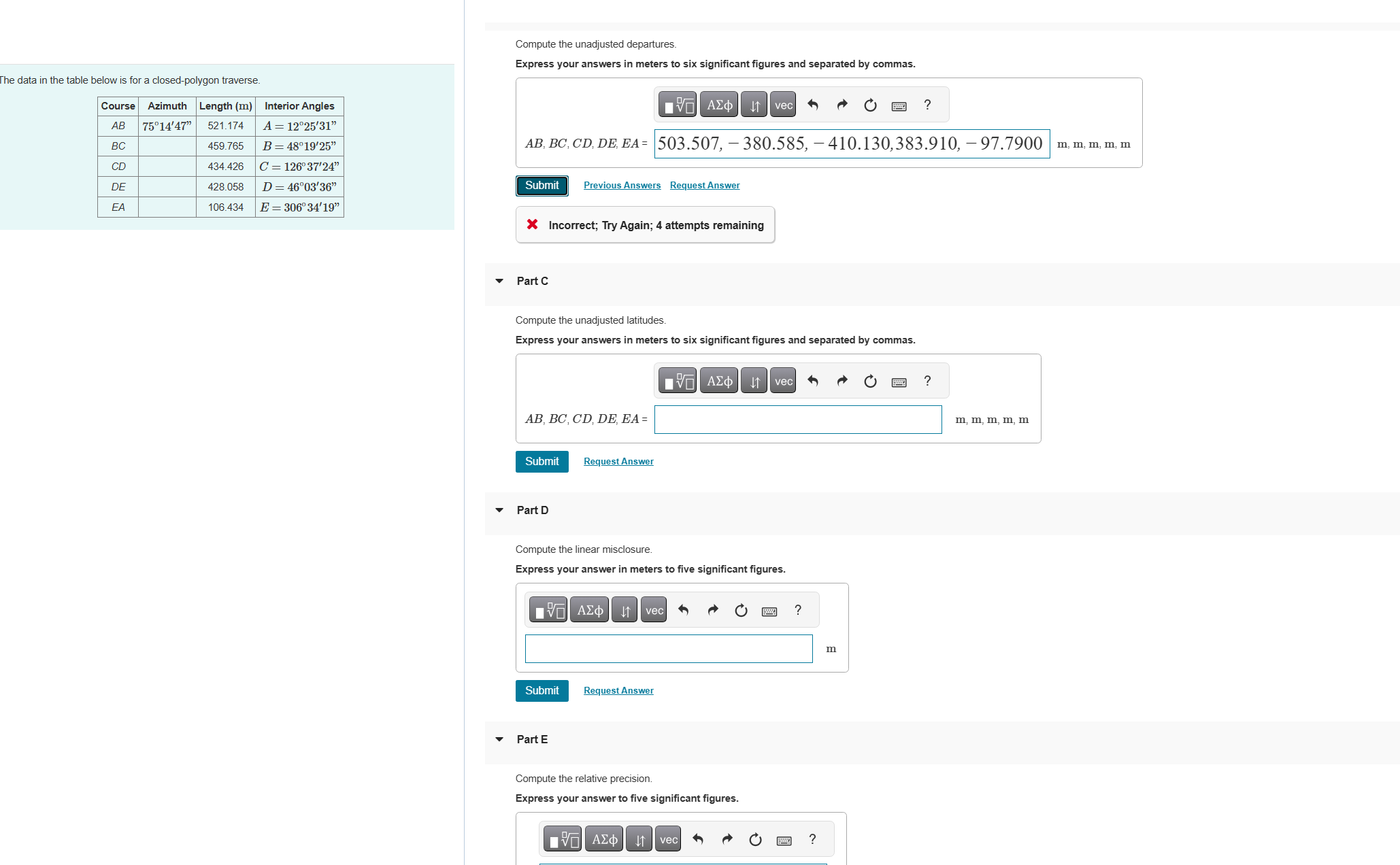 Compute the unadjusted departures. The data in