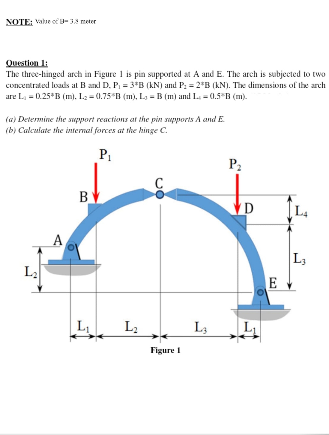 NOTE: Value of B = 3 . 8 meter Question 1 : The