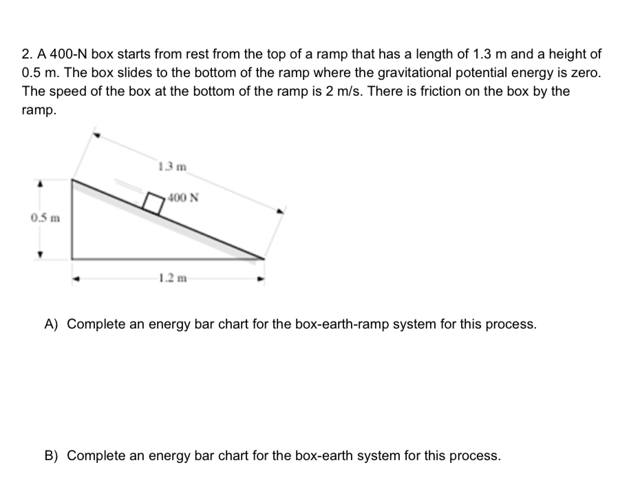 A 4 0 0 - N box starts from rest from the top of