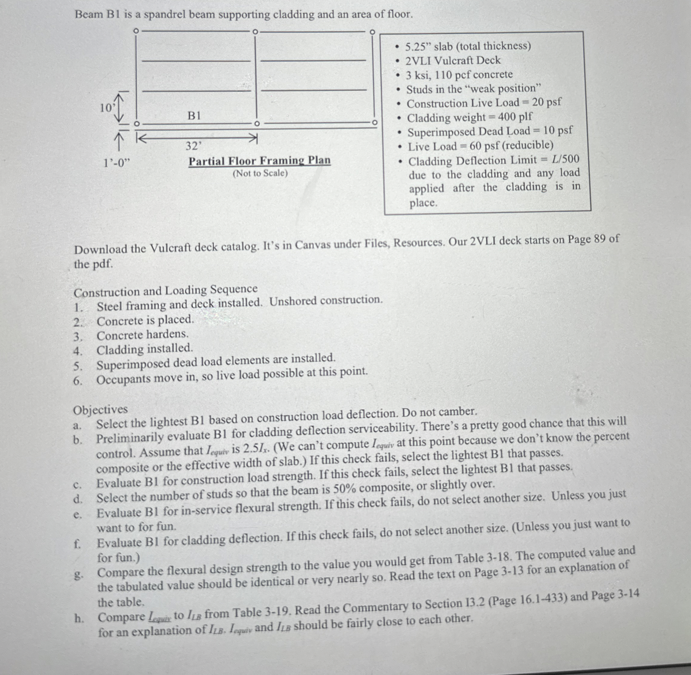 Beam B 1 is a spandrel beam supporting cladding
