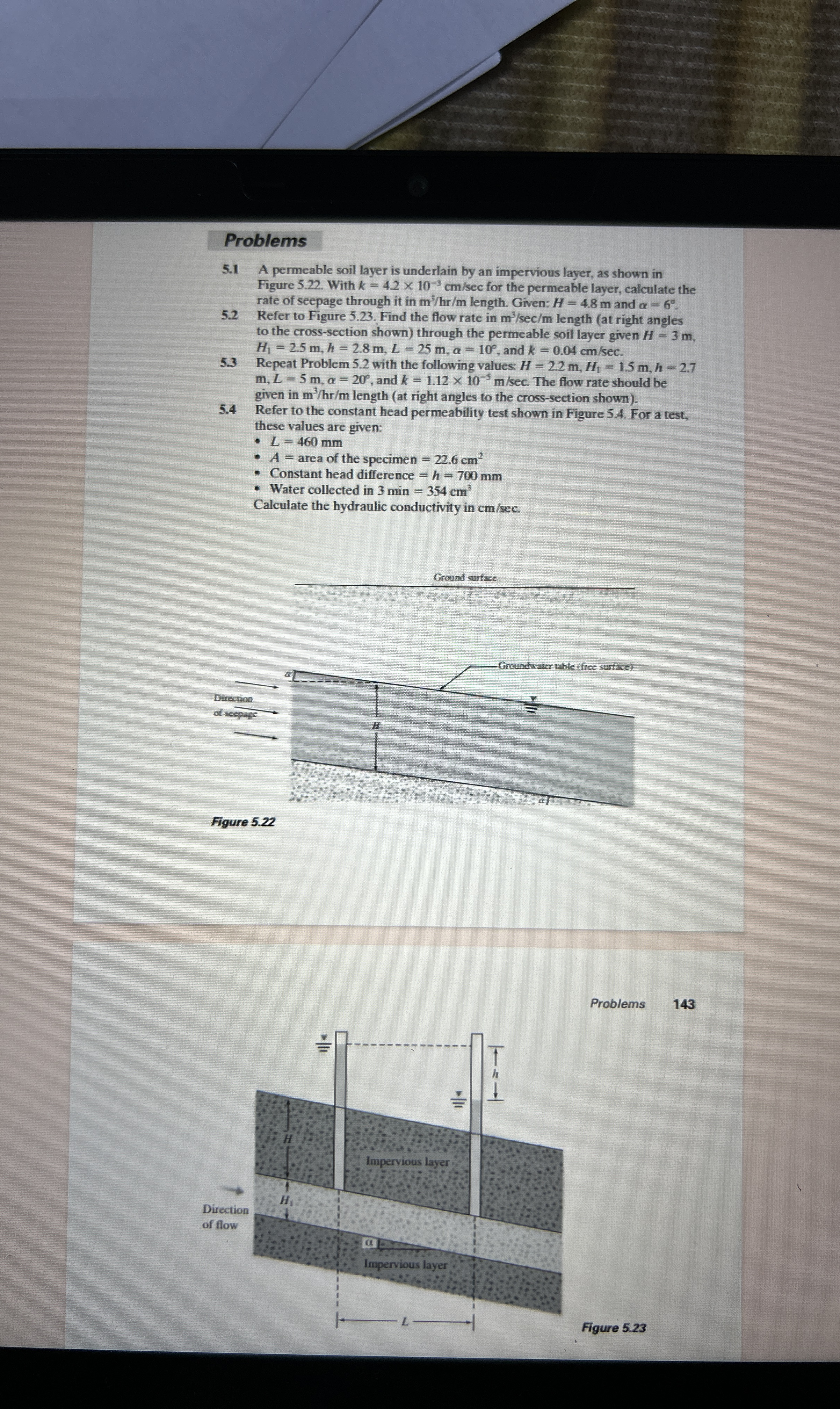 Problems 5 . 1 A permeable soil layer is