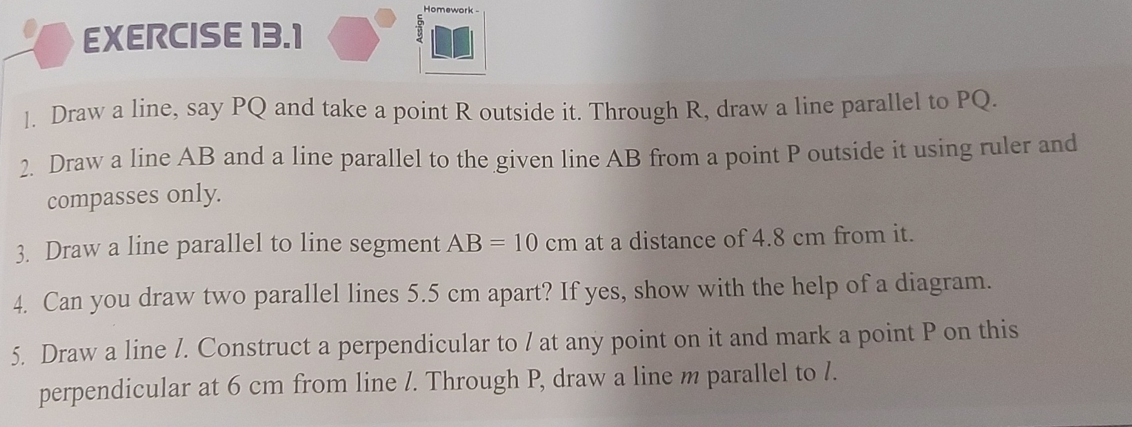 EXERCISE 1 3 . 1 Homework - Draw a line, say P Q