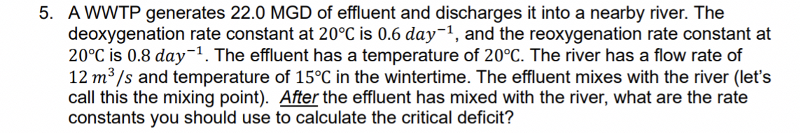 A WWTP generates 2 2 . 0 MGD of effluent and