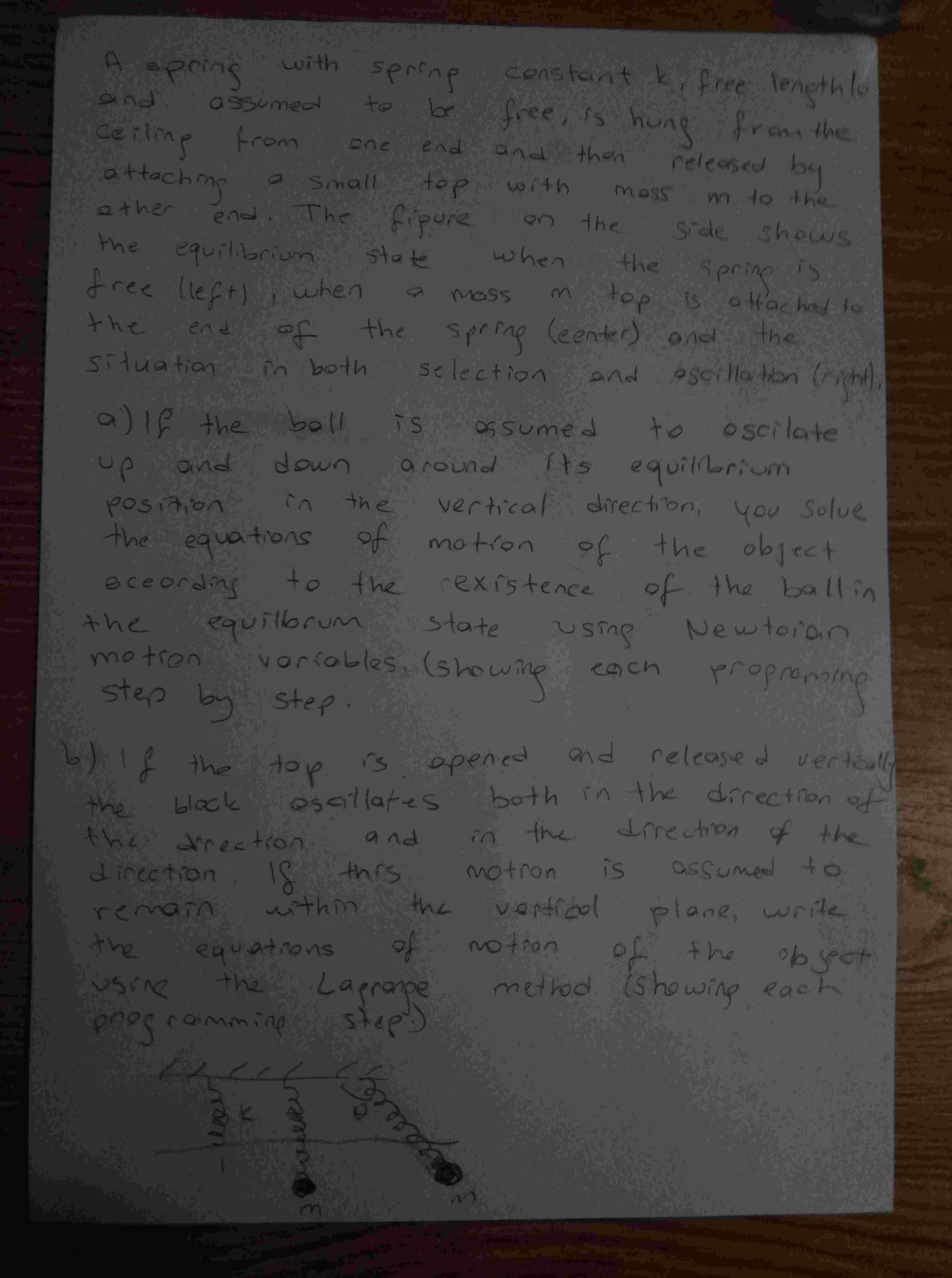 A speing with spring constant \ ( k \ ) , free