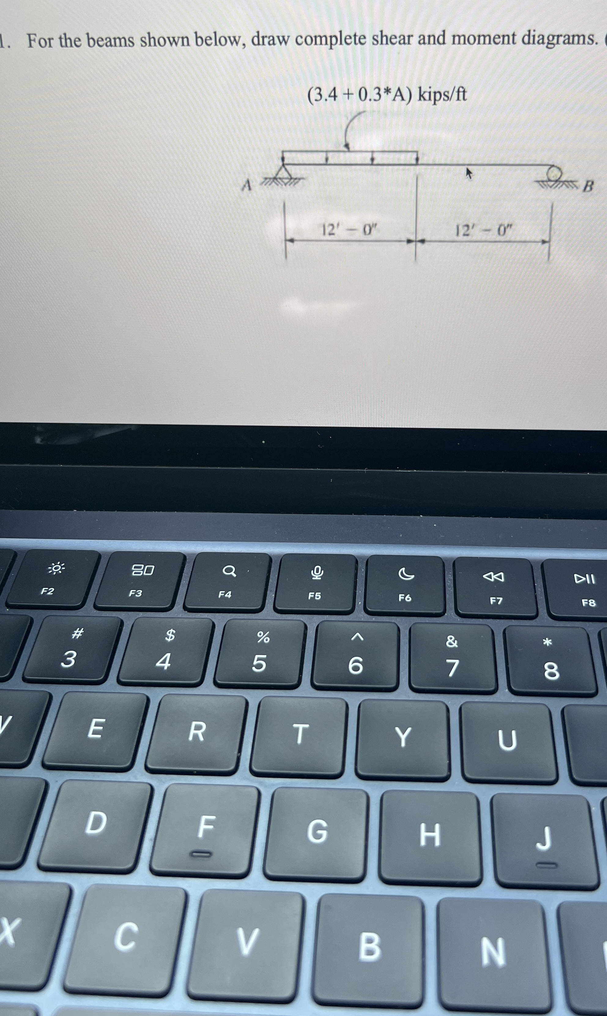 For the beams shown below, draw complete shear