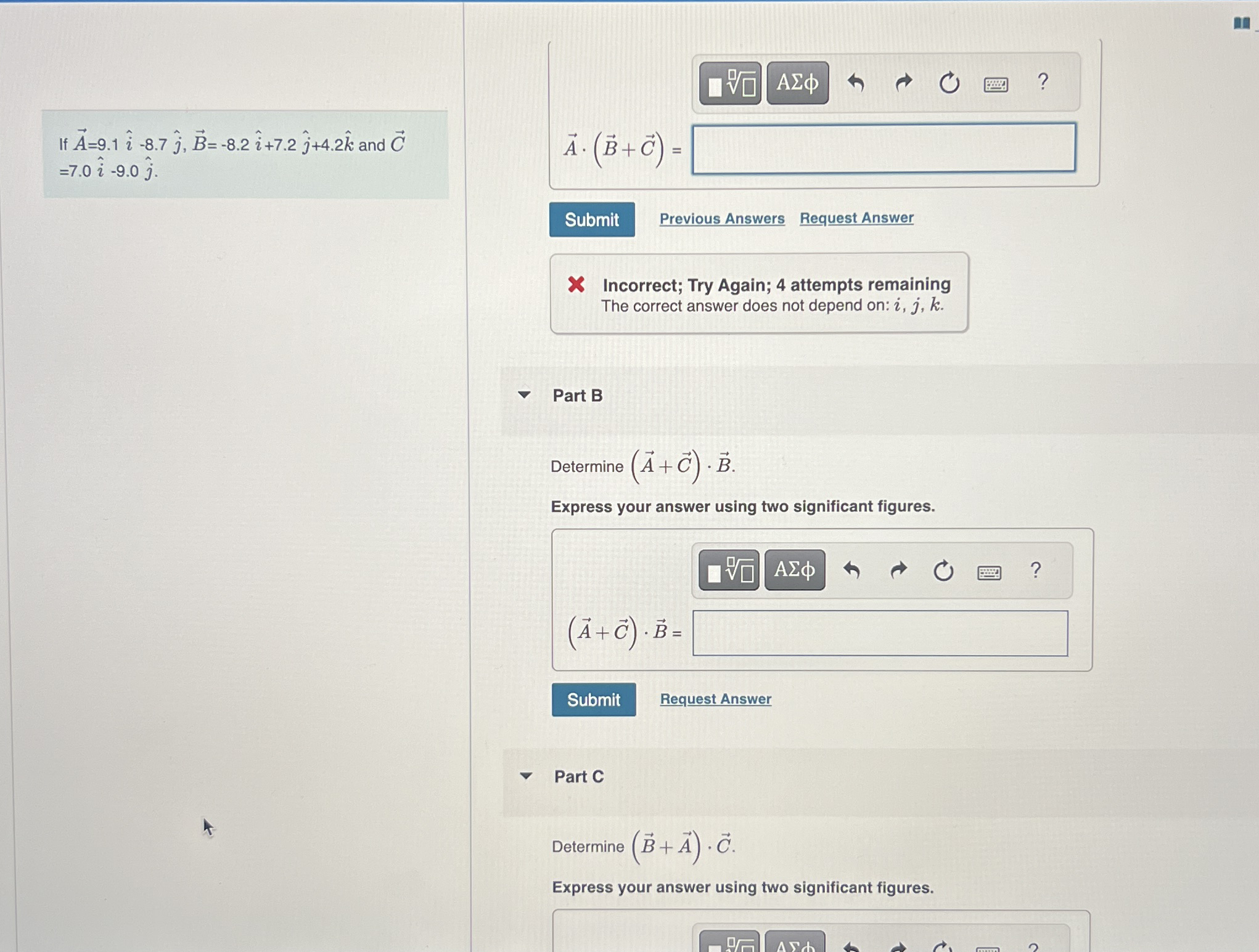 If vec ( A ) = 9 . 1 hat ( i ) - 8 . 7 hat ( j )