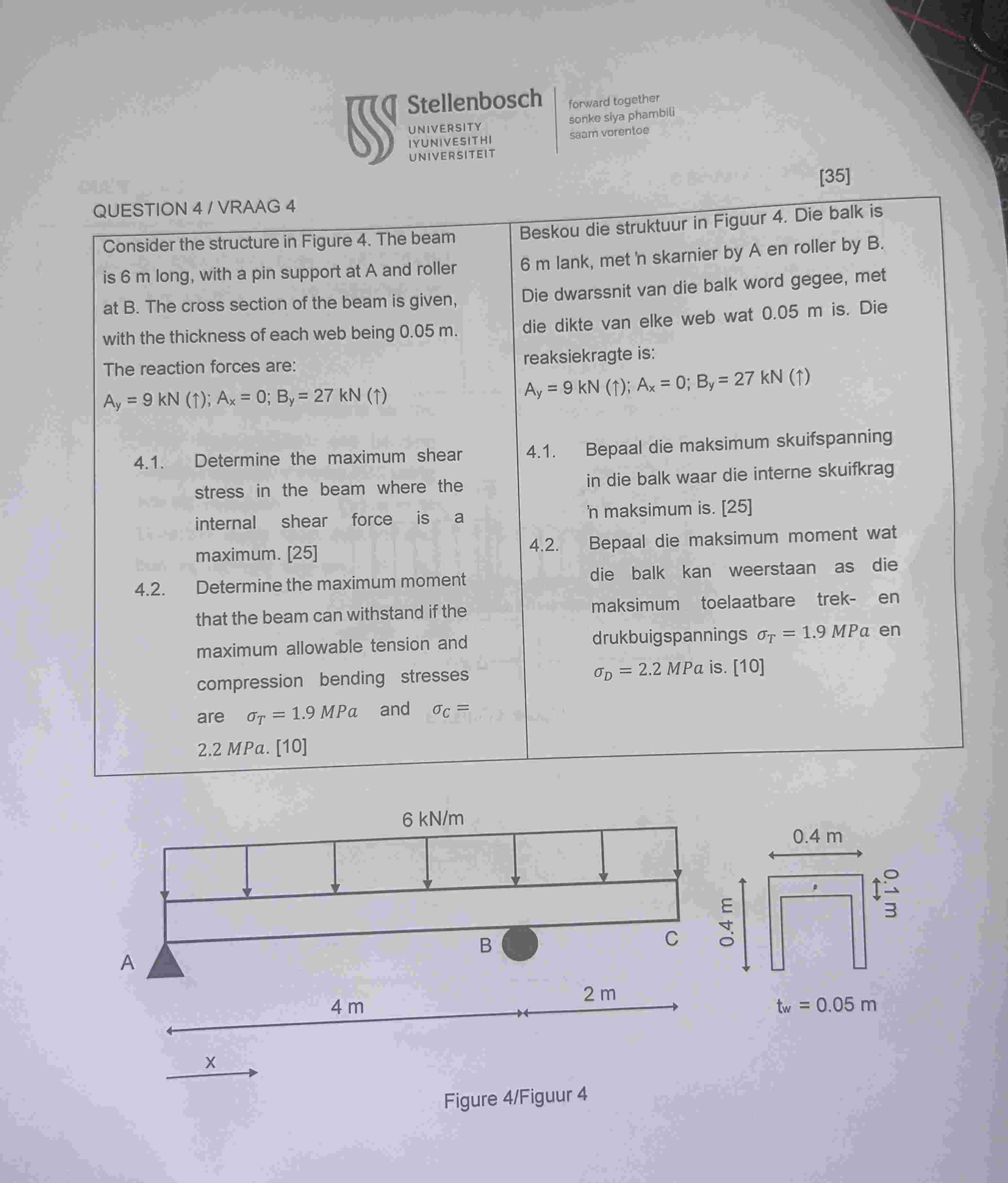 QUESTION 4 ( ) / ( ) VRAAG 4 Consider the