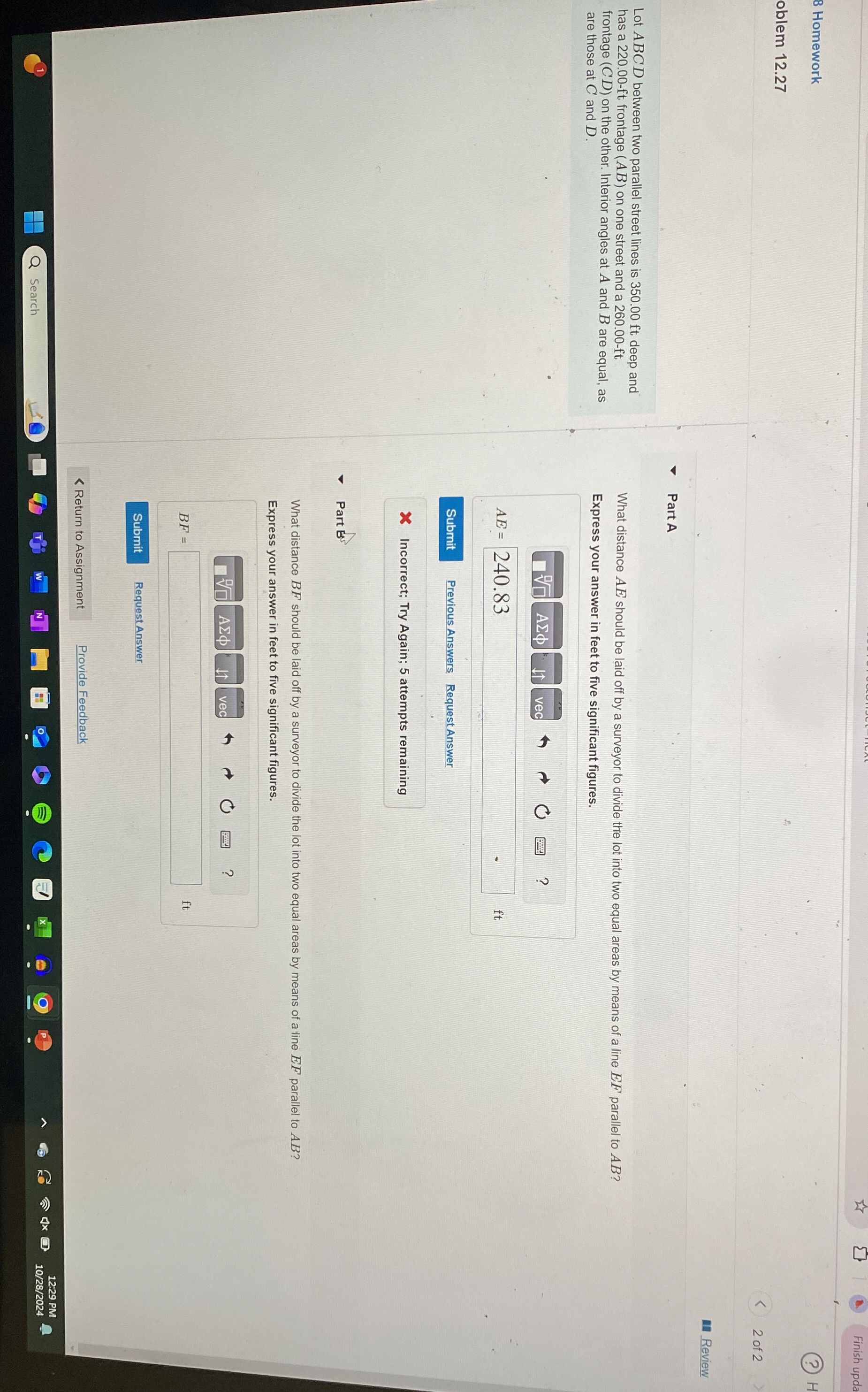 8 Homework oblem 1 2 . 2 7 Lot ABCD between two