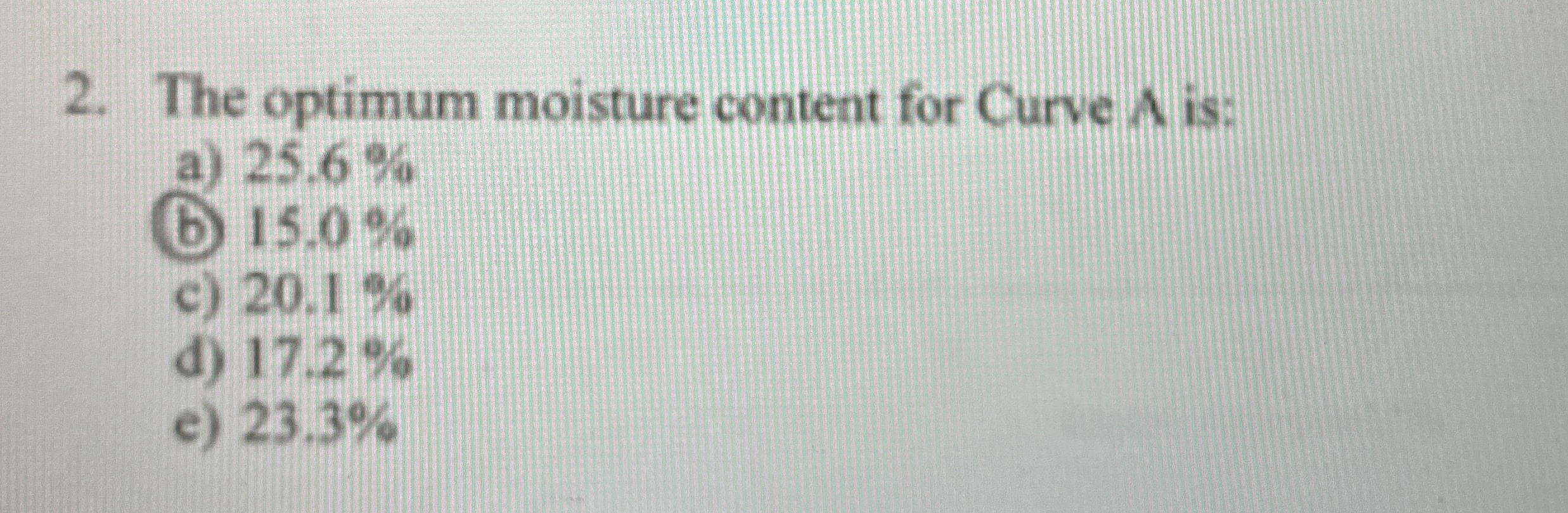 The optimum moisture content for Curve A is: a )