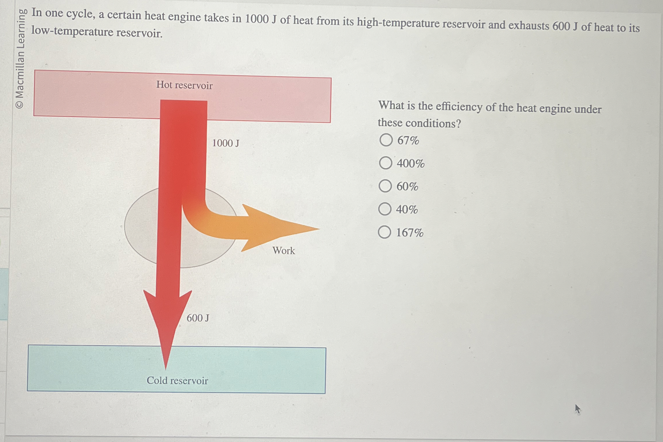 1 0 In one cycle, a certain heat engine takes in
