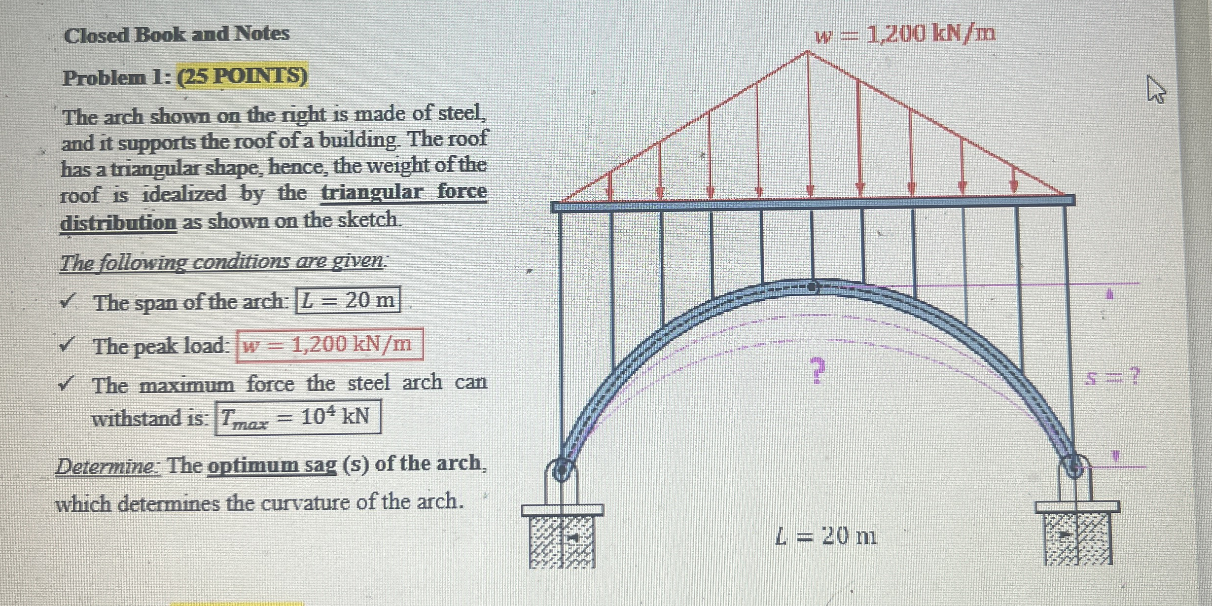 Closed Book and Notes Problem 1 : ( 2 5 POINTS )