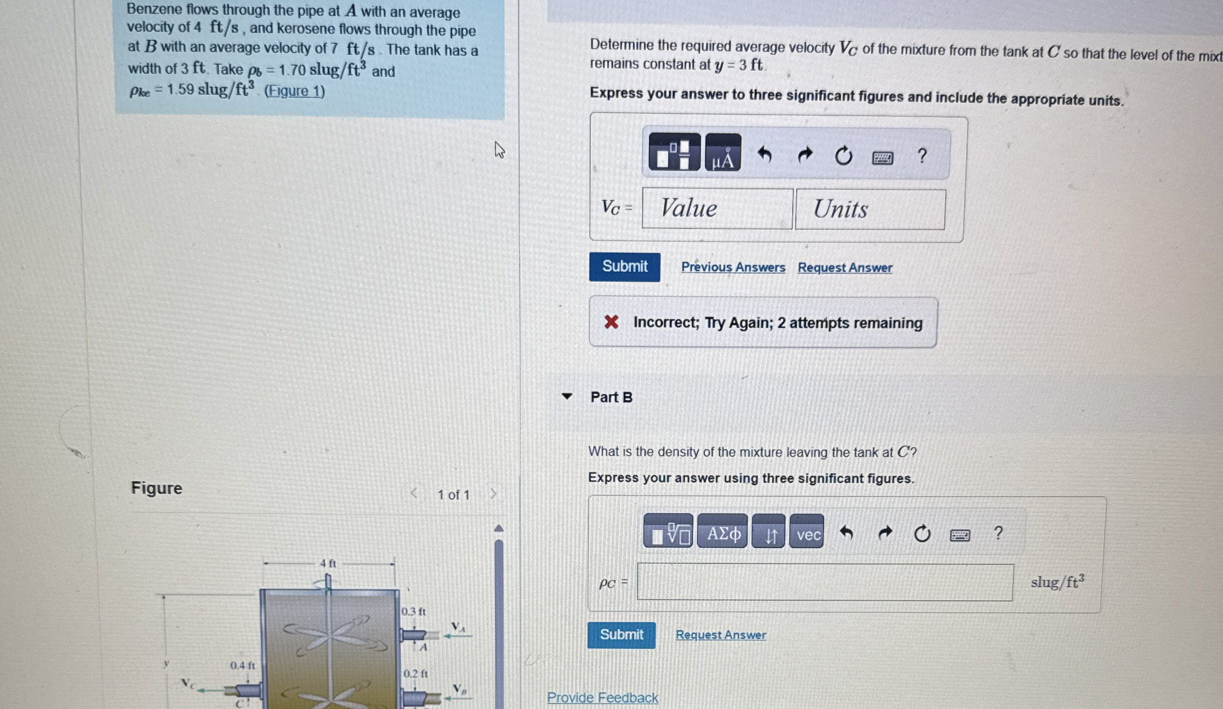 Benzene flows through the pipe at A with an