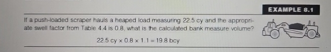 EXAMPLE 8 . 1 If a push - loaded scraper hauls a
