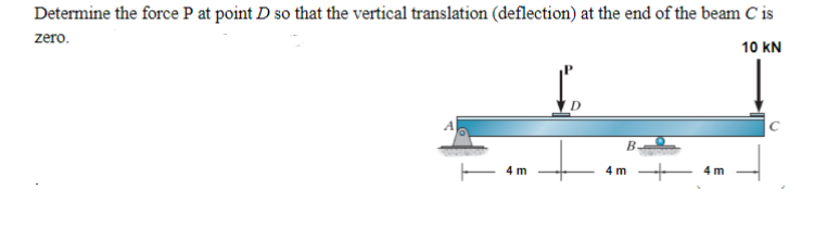 Determine the force P at point D so that the