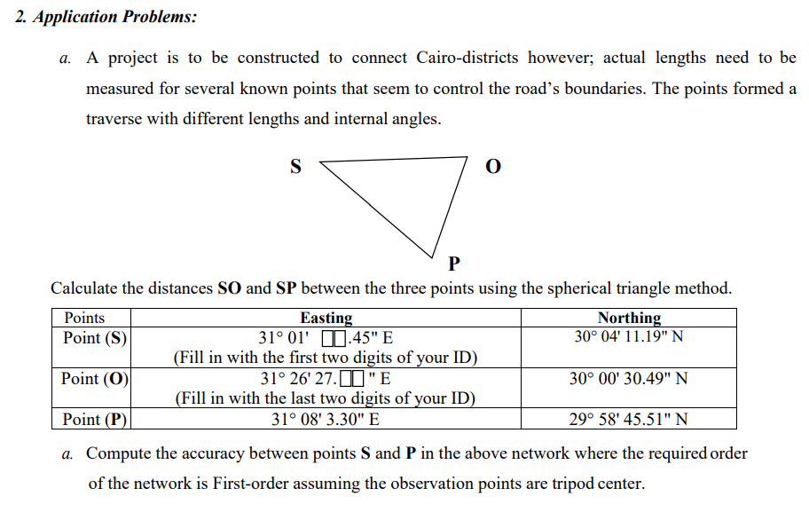 2 . Application Problems: a . A project is to be