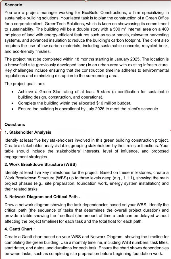 Scenario: You are a project manager working for